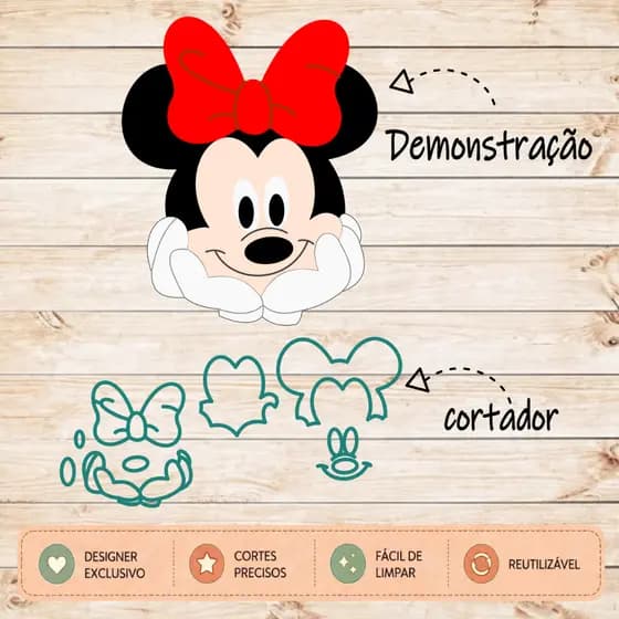 Cortador Forminha Forma Molde Minnie para Pasta Americana Confeitaria personalizados e Artesanatos