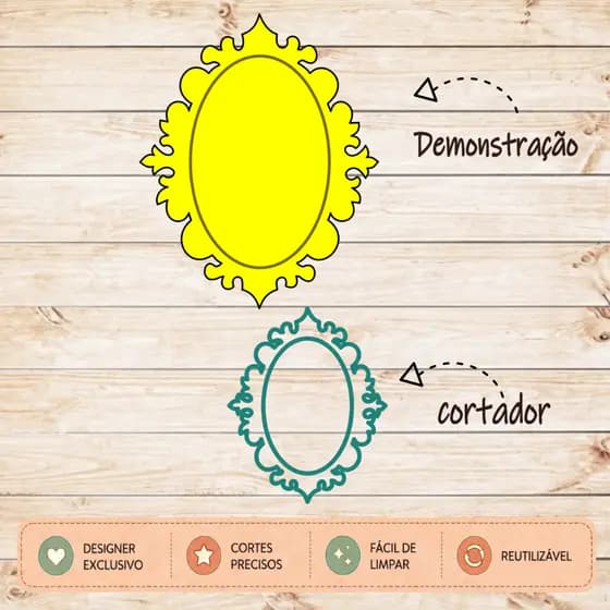 Cortador Forminha Molde Moldura Espelho Arabesco para Pasta Americana Confeitaria e Artesanato