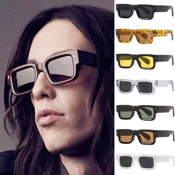 Retro Fashion Trend Square Thick Frame Hip Hop Óculos De Sol Para Homens E Mulheres Proteção UV Outdoor Sun Shade Eyewear