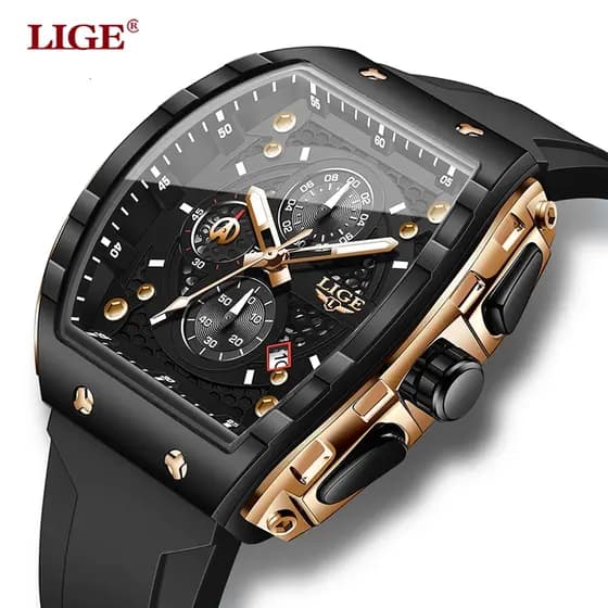 LIGE Homem Relógio Moda Luxo À Prova Dwaterproof Água Pulseira De Silicone Quartzo Relógios Masculinos Luminosos Esporte