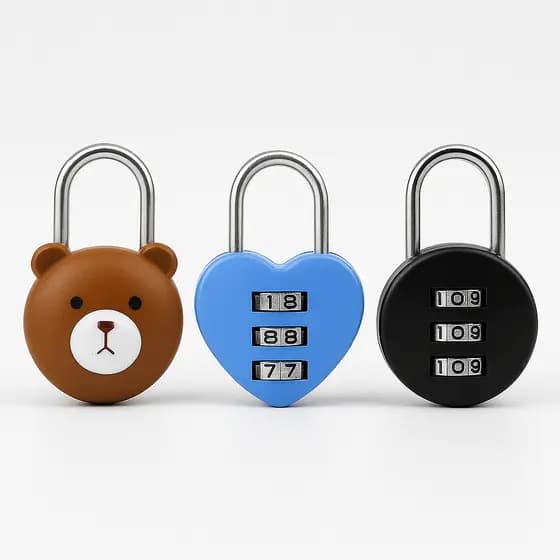 Cadeado com Senha 3 Dígitos Urso Coração Redondo – Trava para Mala, Mochila e Armário