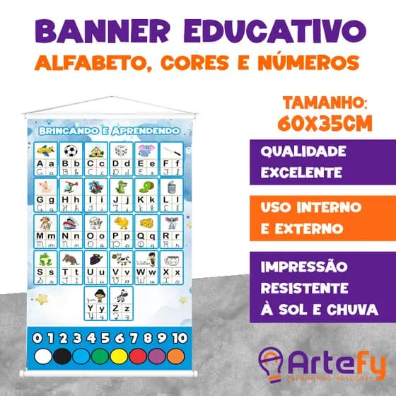 Banner em lona Educativo Personalizado - Didáticos - Alfabeto
