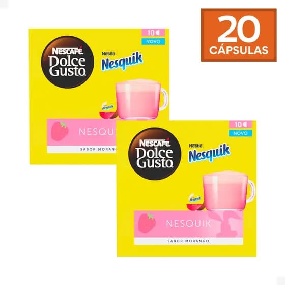 Combo 20 Cápsulas Dolce Gusto Nesquik Morango
