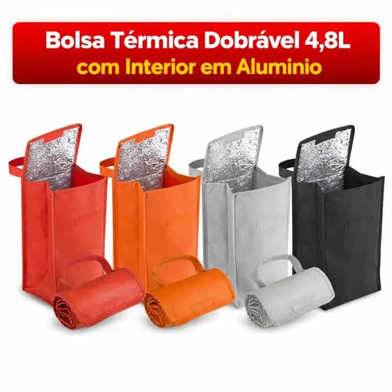 Bolsa Térmica Dobrável Interior Alumínio 4,8L lancheira marmita