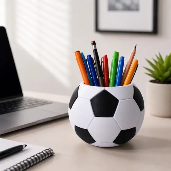 Porta Lápis e Canetas Bola Futebol Organizador de Mesa Decorativo para Escritório e Quarto