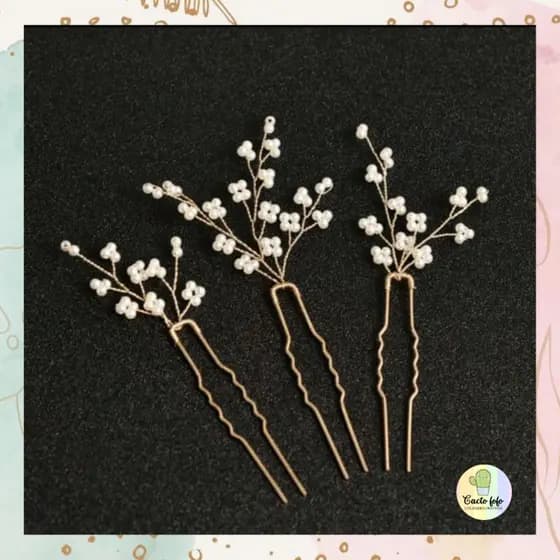 Enfeite grampos de Cabelo Noiva, noivinha, Debutante Dourado mini pérolas de florzinhas
