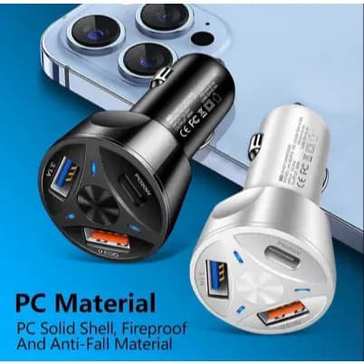 Carregador Turbo 55w PD Tipo C Veicular Compativel le-407