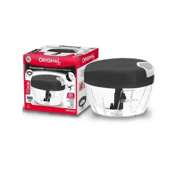 Mini Processador De Alimentos Manual 3 Lâminas Inox 500ml