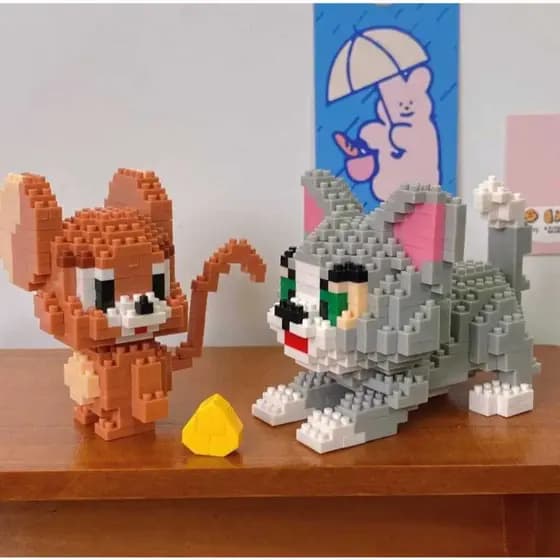 Mini Blocos de Montar 3D Tom e Jerry - Brinquedo Educativo DIY 438Pçs | 310Pçs