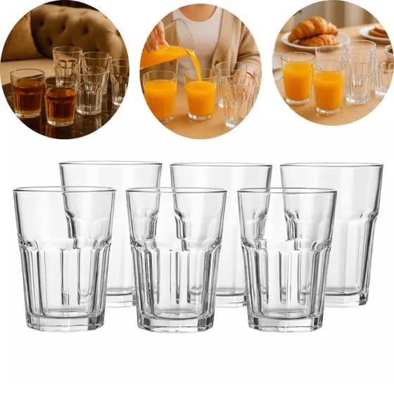 Copos de Vidro Grosso Chicago 350ml Long Drink Transparente Resistente Para Bebidas Vitamina