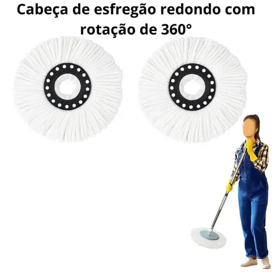 Kit 6 Refil Mop Giratório Universal Microfibra 360° Compatível Flash Limpa Econômico