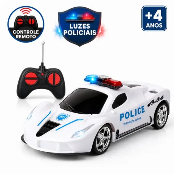 CarrinhocControle Remoto Polícia Brinquedo Infantil Aventura Velocidade RC Presente Criança Diversão