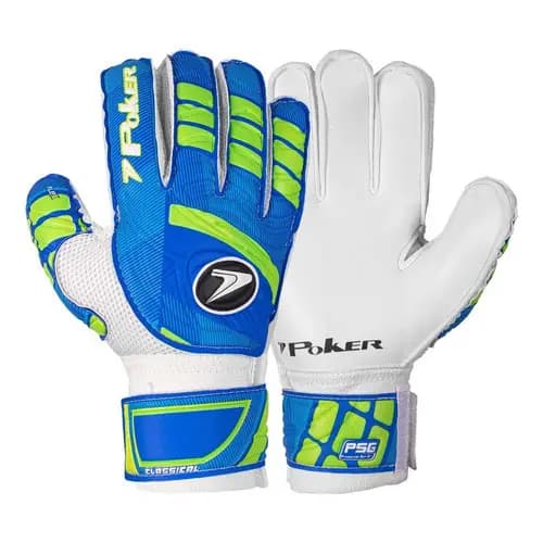 Luva De Goleiro Futebol Campo Profissional Classical Branco/Azul Tamanho 9