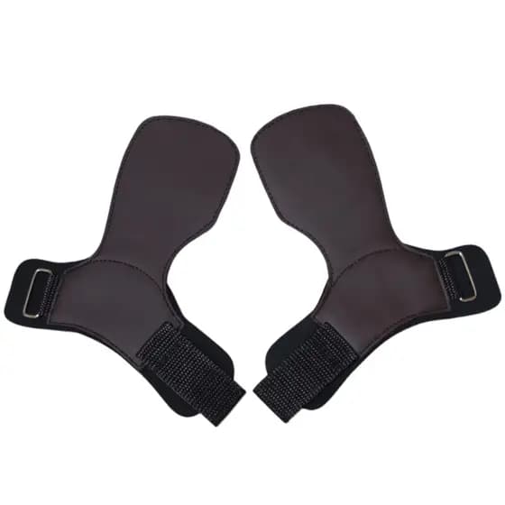 Luva Hand Grip Couro Sintético Café com Neoprene para Crossfit e Academia Hipertrofia