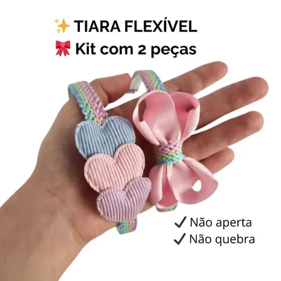 Tiara De Cabelo Infantil Kit 2 Tiara+ 3 Pulseiras Menina Bebê Acessório Infantil Arquinho De Cabelo