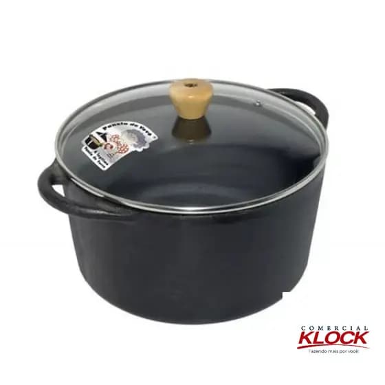 Panela de Ferro Fundido Tampa de Vidro 160mm x 7,5cm - 1,3L – Nonna / Vovó Tampa Vidro Temperado