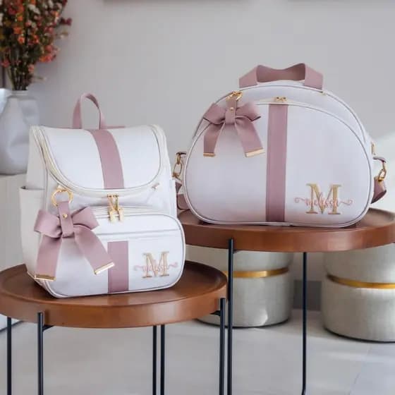 Bolsas Maternidade 2 Peças Bolsa e Mochila Personalizado Térmica Impermeável, Coleção Boston