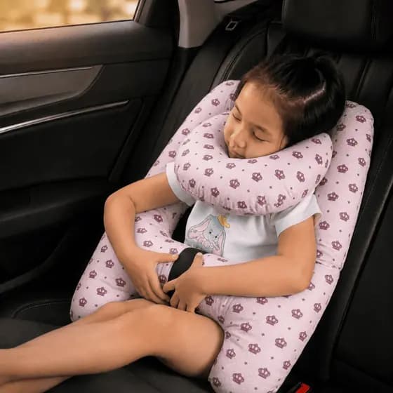 Almofada para Carro com Apoio de Pescoço (Coroa Rosa)