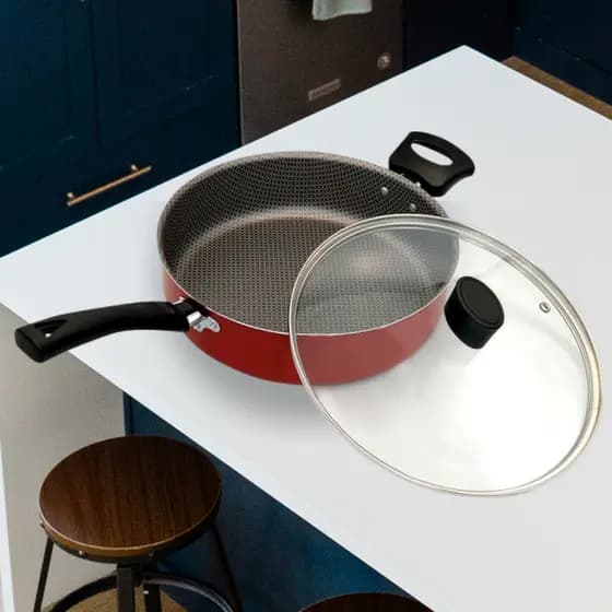 Frigideira Antiaderente com Tampa de vidro para fritar, grelhar resistente a altas temperaturas