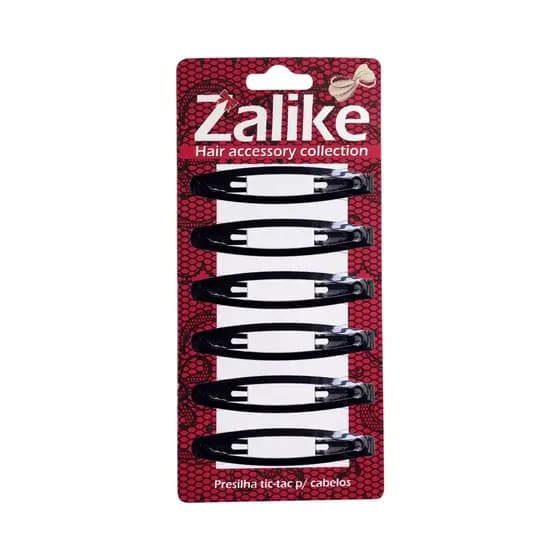 Prendedor de Cabelo Tic Tac Zalike Preto 6 Unidades | Presilha Metálica Resistente para Penteados