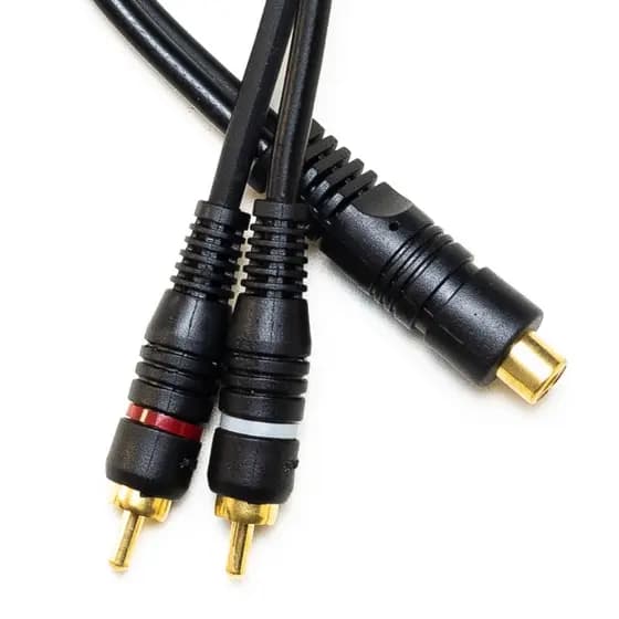 Cabo RCA Y 2M1F 2 Machos 1 Fêmea Atacado Kit com 100 Cabos Y Injetado Para Som Amplificador Automotivo