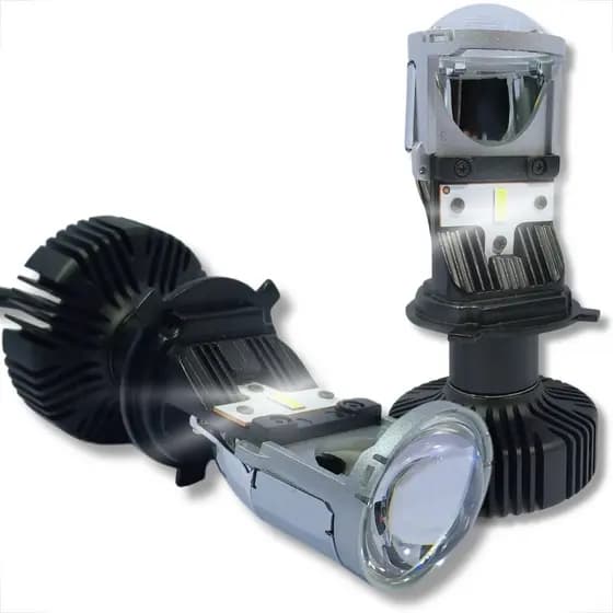 KIT PAR LÂMPADA CONVERSÃO ELIPTICO LED PROJETOR H4 6500K 12-36W 5200LM CANHÃO LASER FÁCIL INSTALAÇÃO