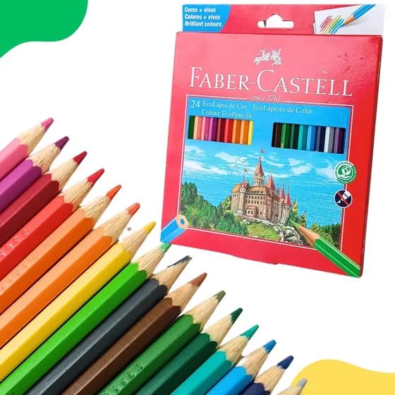 Lápis Cor Faber Castell 24 Cores Sextavado Ponta Max Escolar