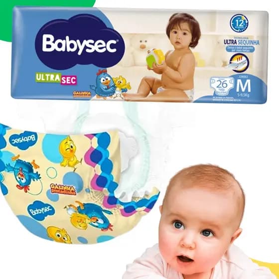 Fralda Descartável Infantil M 26und Jumbo Ultra Sec 5-9,5kg Babysec