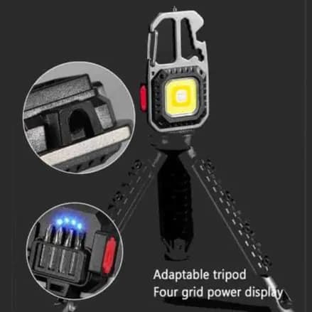 Mini Lanterna LED com Tripé, USB, Chaveiro Lâmpada, Lanterna Camping ao Ar Livre, Chaves MT154