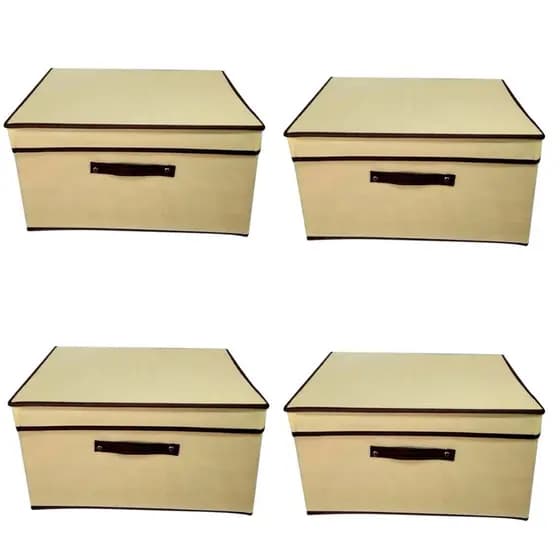 kit 4 Caixa Organizadora Estruturada Grande para Armário e Guarda-Roupa edredon 30×28×15