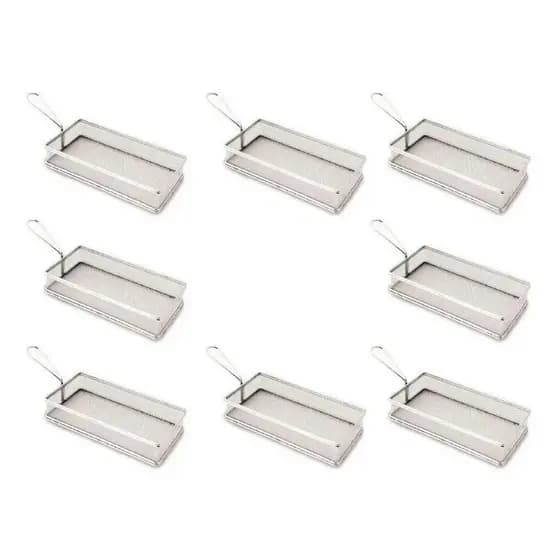 Kit 8 Cestas Inox Para Servir Fritas Nugget Porções Hamburguer Oferta