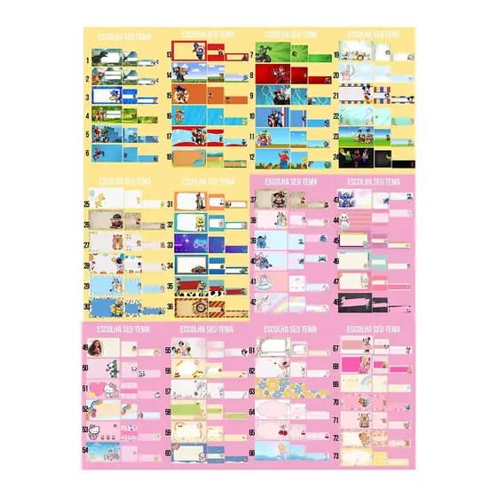 Kit Escolar Personalizado – 200 Etiquetas Variadas | Resistente à Água | Envio Rápido