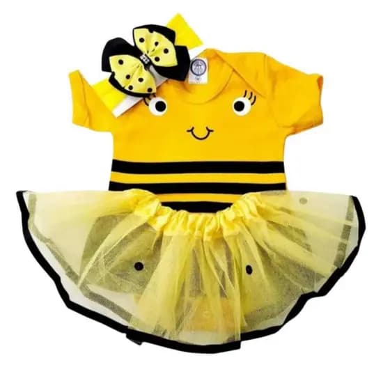Body mesversário bebê menina Abelha - Abelhinha