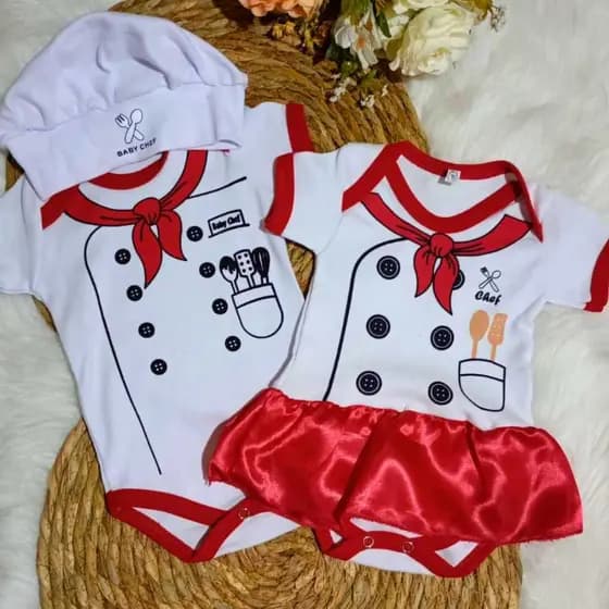 Body Bebê Profissão Cozinheiro(a) Chef Mesversário Menino/Menina/Gêmeos