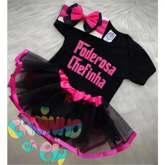 Body Mesversário Bebê Menina Poderosa Chefinha