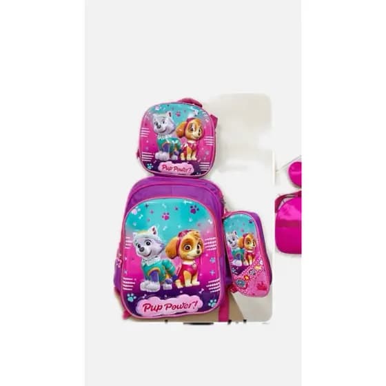 Lindo Kit Mochila Escolar Patrulha Canina Para Meninas Lancheira Estojo