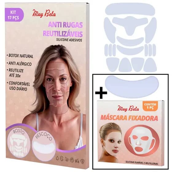 Silicone Lavável para Rugas do Rosto Adesivo Muy Bela Colágeno Natural Anti Marcas Testa Bigode Chinês Pé de Galinha