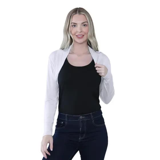 Bolero Cropped Colete Feminina Manga Longa Elegante
