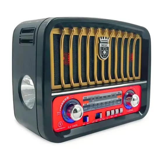Rádio Portátil Kapbom KA-8808 Bluetooth AM/FM/SW USB Cartão SD Lanterna
