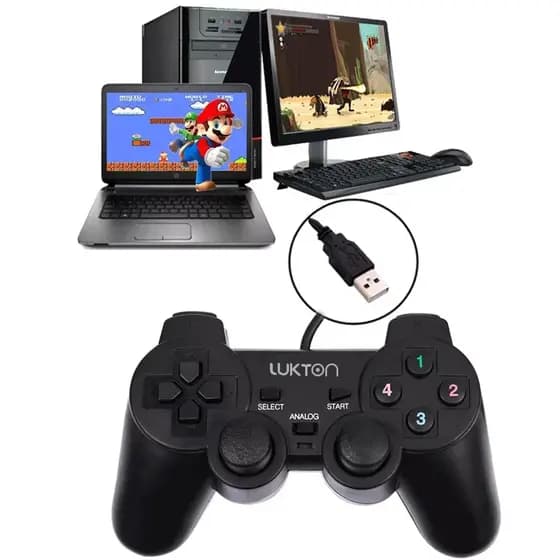 kit Controle USB joystick Pc Notebook Computador Estilo Ps2 Com Fio