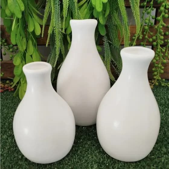 Trio Vaso Cerâmica Decorativo para Arranjos Casa Sala Estante Decoração