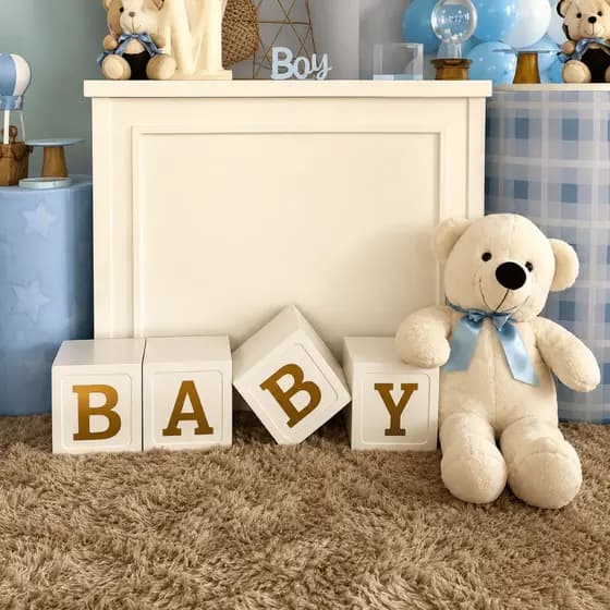 Cubo BABY 20x20 MDF Decorativo Montado Festa Mesa Decoração