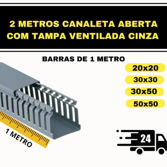 2 METROS CANALETA ABERTA COM TAMPA VENTILADA CINZA