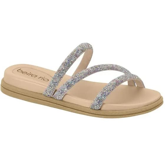 Papete beira rio feminina strass original lançamento nova brilho tiras sandalia 3 TIRAS SPBR
