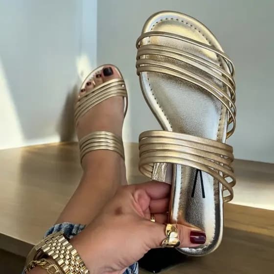 Sandália Rasteira Rasteirinha Vizzano Original Multi Tiras conforto