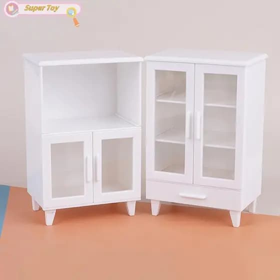 SUPERTOY 1 Conjunto De Armário Branco Em Miniatura , De Exibição Armazenamento + Modelo De Móveis , Decoração , Acessóri