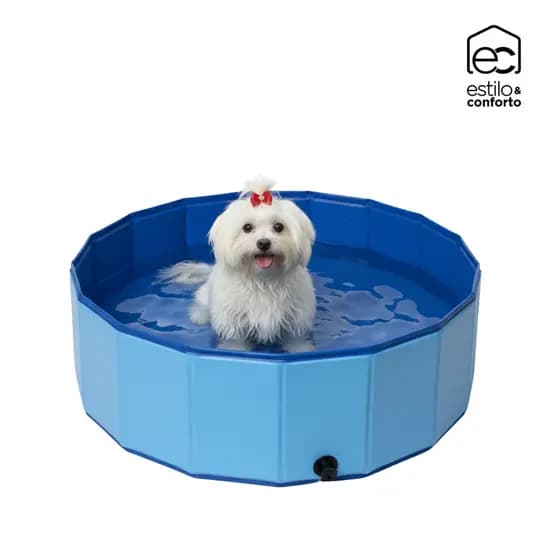 Piscina Para Cachorro, Gato, Pets Tamanho 80Cm X 20Cm - Ideal para os dias Quentes - Azu l- Meu Pet
