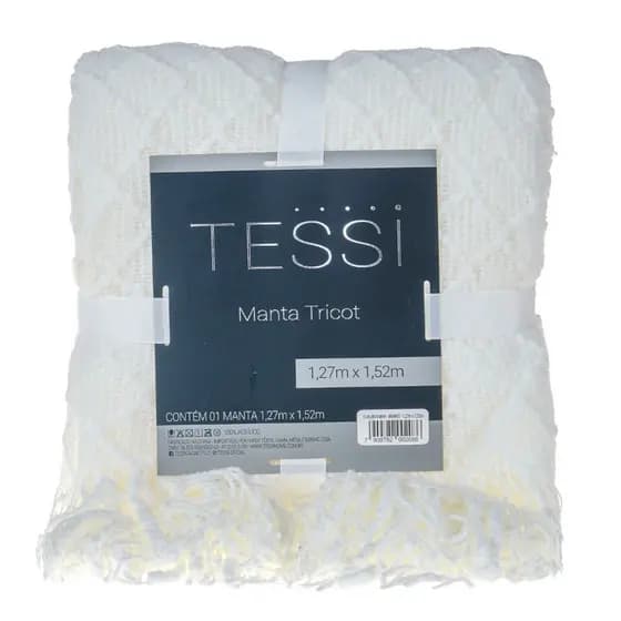 Manta Sofá Decorativa Tricot 1,27m x 1,52m Toque Macio BRANCO - Tessi