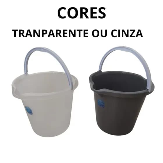 Balde Transparente ou Cinza 8,5 Litros Dup Reforçado Com Alça e Bico