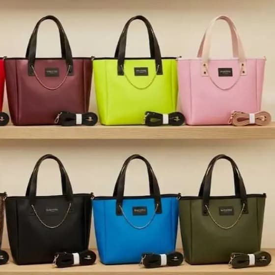 Kit BOLSA FEMININA 3 em 1 Bolsa Mialopes + Nécessaire + Alça Vira Cinto - 12 Cores tendencia 30x25cm
